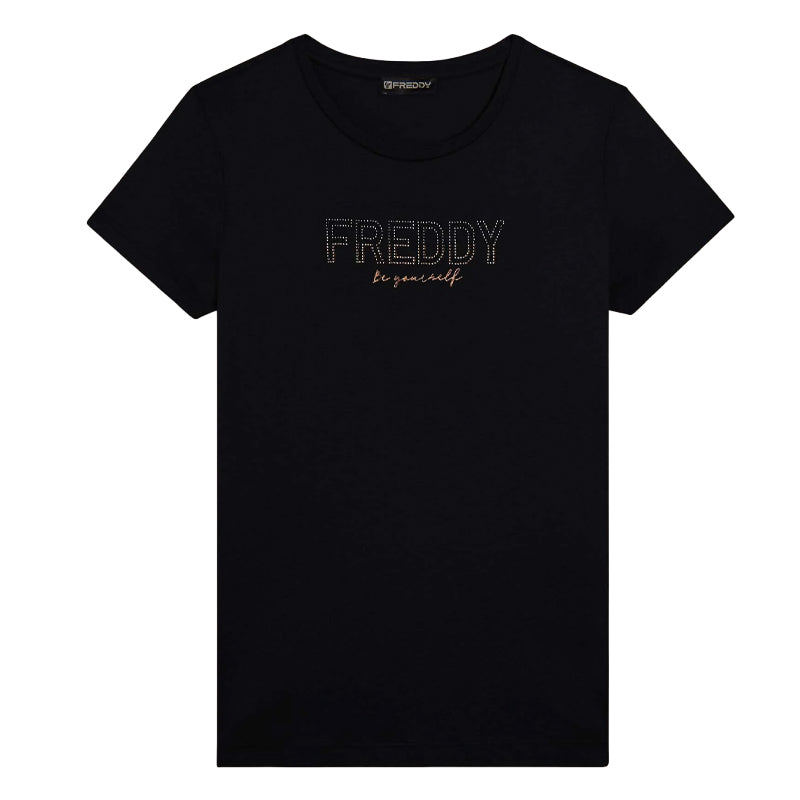 T-Shirt donna logo strass